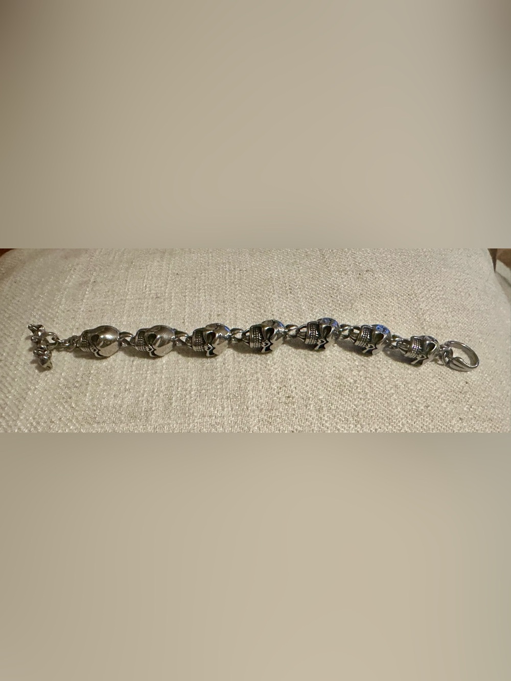Stainless Steel Skull Link Bracelet - Silver